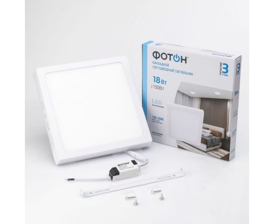 Светодиодный накладной светильник ФОТОН квадратный CLO-18W4200K-S 24734 