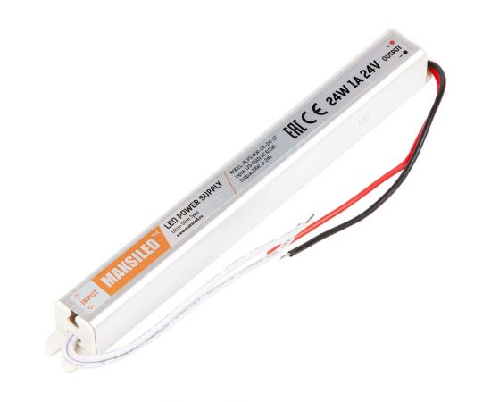 Блок питания MAKSILED 24В, 24Вт, IP20, 1A, 176x18x18мм, металл MLPS-NW-24-24-UT 