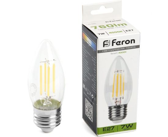 Светодиодная лампа FERON LB-66 Свеча E27 7W 4000K, 38271 
