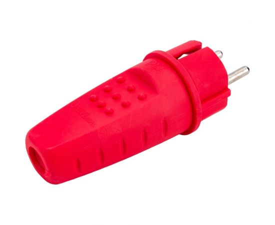 Прямая вилка UNIVersal c заземлением каучук 16А 250В ip44 цвет красный еврослот 3079 – изображение 2