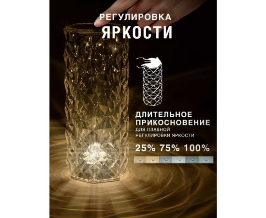 Настльная лампа ГЕЛЕОС LED Т4 1Вт/5V, Touch switch, 9x22см, LED-T4-Cristal – изображение 3