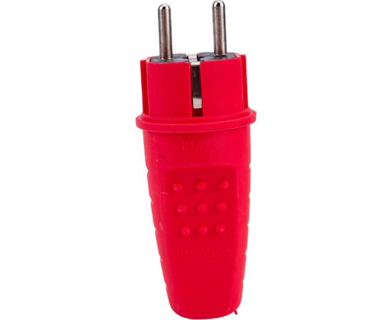 Прямая вилка UNIVersal c заземлением каучук 16А 250В ip44 цвет красный еврослот 3079 – изображение 4