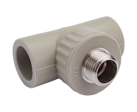 Тройник комбинированный с наружной резьбой VALFEX PP-R серый, 25 мм х1/2"" 10128125Г 127-0437 – изображение 4