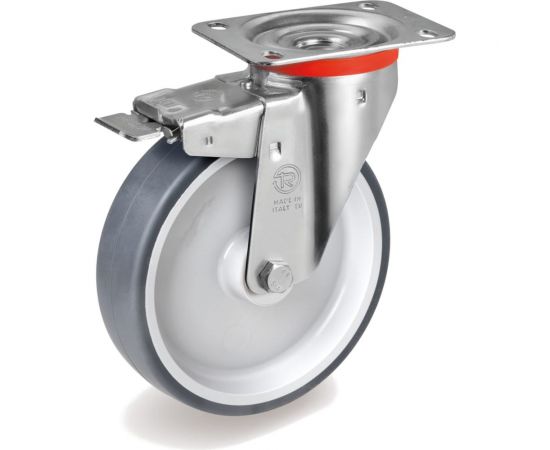 Колесо с вращающейся опорой, пластиной крепления и передним тормозом (80 мм; 70 кг) Tellure rota 716601 