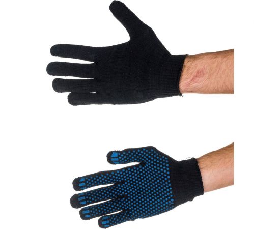 Перчатки Факел х/б, 10класс, ЛЮКС с ПВХ ТОЧКА, 51-53гр, 150текс, черные, 10 пар 87480534 