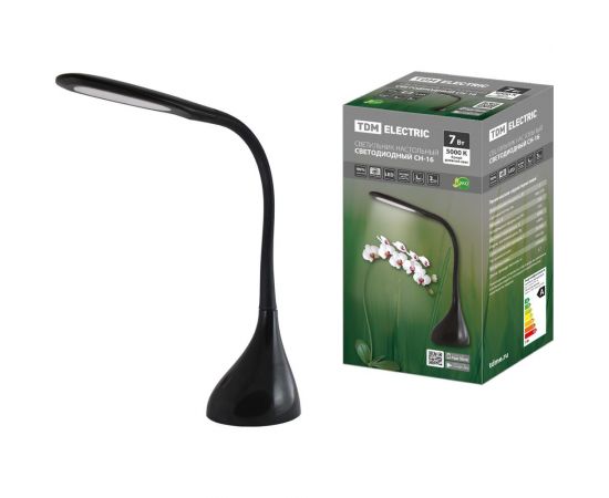 Светодиодный настольный светильник TDM СН-16, 7 Вт, сенсор-диммер, 5000 К, 220 В, черный SQ0337-0093 