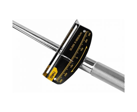 Динамометрический ключ DELI DL300 0-300 нм, 1/2"", длина 480 мм, головка Cr-V, противоскользящая рукоятка 104459 – изображение 2