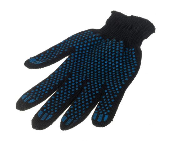 Перчатки Факел х/б, 10класс, ЛЮКС с ПВХ ТОЧКА, 51-53гр, 150текс, черные, 10 пар 87480534 – изображение 2