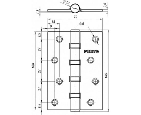 Универсальная петля PUNTO 4B 100х70х2.5 AB бронза 29131 – изображение 2