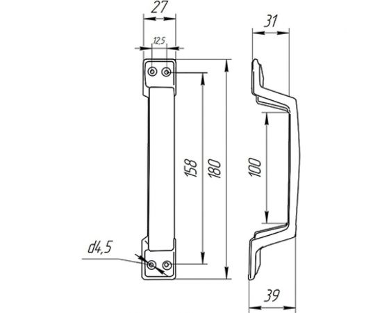 Ручка-скоба Латунина РС-100-С антик серебро 6441 – изображение 2
