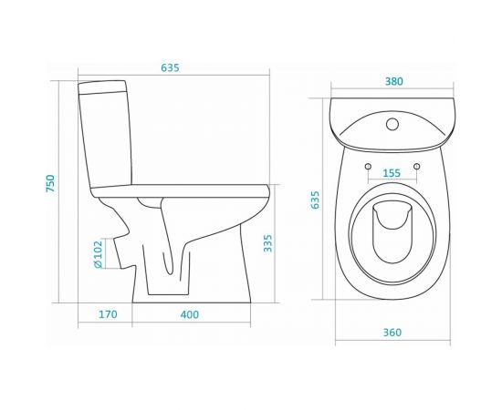 Унитаз-компакт Santek Анимо косой выпуск, 2 режима, сиденье DP 1WH302134 441390 – изображение 2