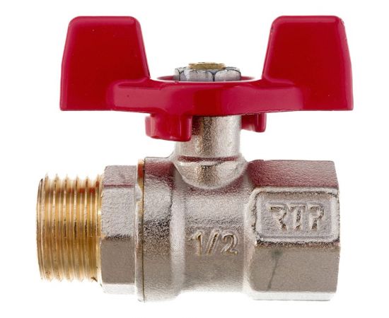 Кран шаровой RTP латунный, вн/нар., PN 25, ручка бабочка, G 1/2 34885 – изображение 2