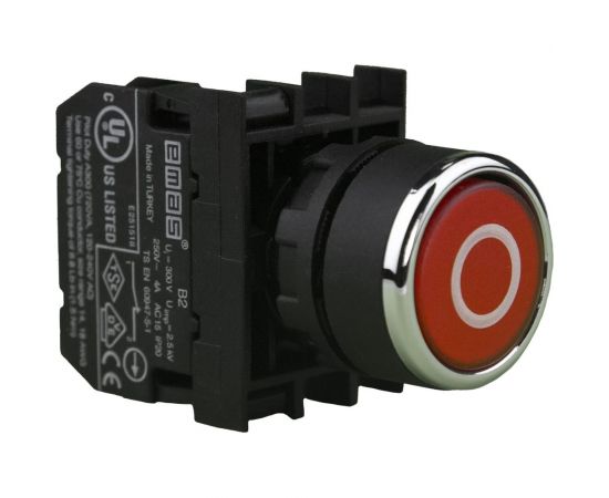 Нажимная кнопка Emas круглая красная с маркировкой 0 B200DKO – изображение 2