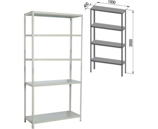 Металлический стеллаж BRABIX MS KD-200/40-5 2000х1000х400 мм, 5 полок, сборная стойка 291119 – изображение 2