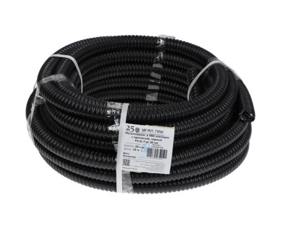 Металлорукав УРАЛ ПАК ПВХ изоляции с протяжкой РЗ-Ц-П 20мм черный 25м МР-1201020-025 – изображение 3