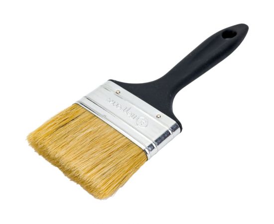 Плоская кисть Петрович 75 мм, светлая натуральная щетина, пластиковая ручка 4100000705 – изображение 3