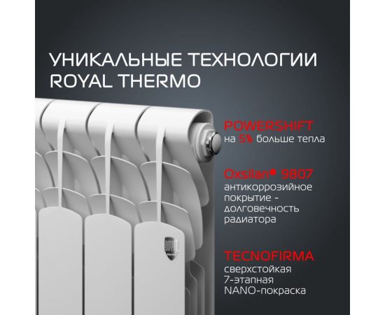Радиатор Royal Thermo Revolution Bimetall 350 - 4 секции НС-1072194 – изображение 3