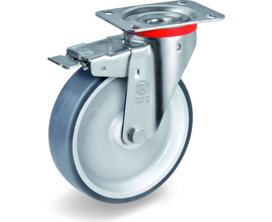 Колесо с вращающейся опорой, пластиной крепления и передним тормозом (80 мм; 70 кг) Tellure rota 716601 – изображение 3