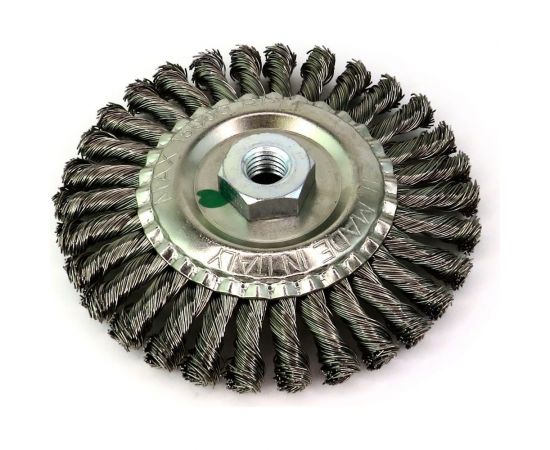 Щетка дисковая жгутовая 125x6 мм, М14, ворс нержавеющая сталь 0.5 мм для УШМ SIT 2108 