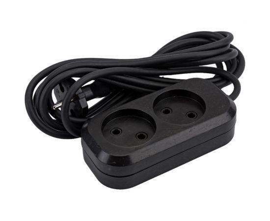 Сетевой удлинитель МПП УДЛИНИТЕЛЬ У-2-3, 1300 Вт, 6А, 2гнезда, 3 м, без заземления, черный, ПВС, 2x0,75 999000000003402 