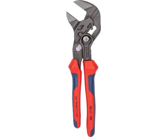 Переставные клещи-ключ Knipex 180 мм, 40 мм (1 1/2""), серые, 2К ручки, KN-8602180SB 