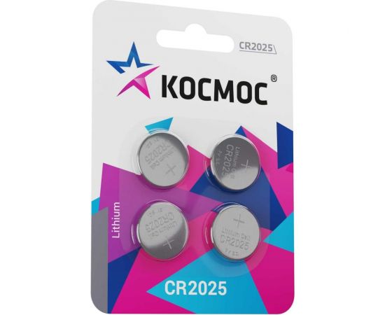 Элемент питания КОСМОС CR2025 3V Lithium 4BL, KOC2025BL4 