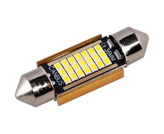 Автолампа SKYWAY диод T11(C5W) 12V 21SMD диодов, 1-конт. 36мм белая салон S08201486 