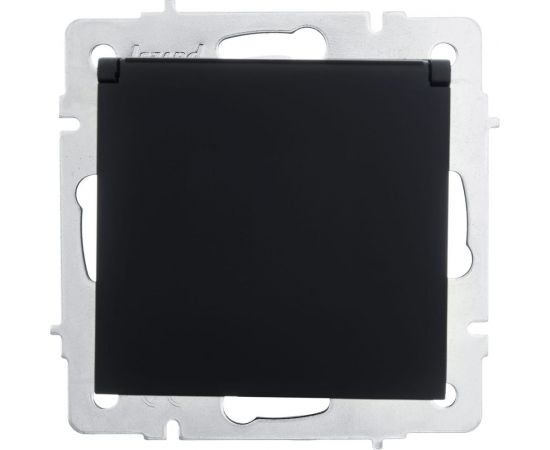 Розетка Lezard VESNA с заземлением, с крышкой, ПБТ, чёрный бархат 742-4288-123B 