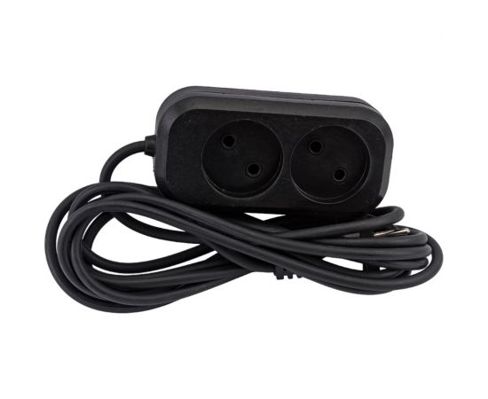 Сетевой удлинитель МПП УДЛИНИТЕЛЬ У-2-3, 1300 Вт, 6А, 2гнезда, 3 м, без заземления, черный, ПВС, 2x0,75 999000000003402 – изображение 2