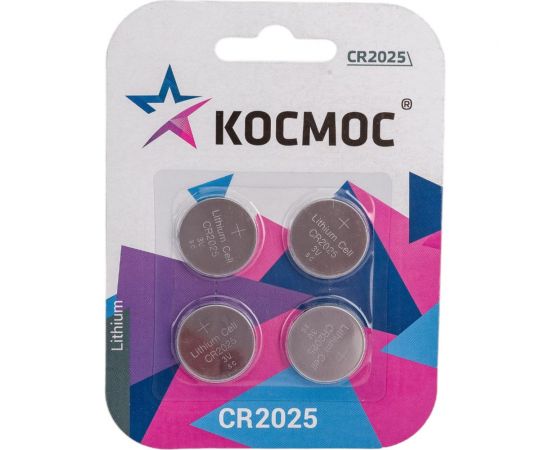 Элемент питания КОСМОС CR2025 3V Lithium 4BL, KOC2025BL4 – изображение 2
