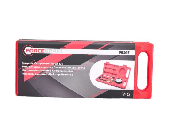 Индикатор компрессии бензинового двигателя Forcekraft Profi FK-903G7 3 предмета, в кейсе 50491 – изображение 2