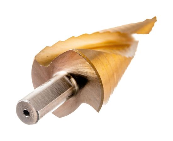 Сверло ступенчатое по металлу SPIRAL HSS-TiN 4-32х2/102 мм D.BOR SDSP-TIN-04-32-10 – изображение 2