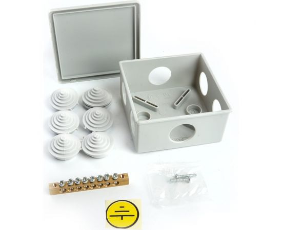 Разветвительная коробка уравнивания потенциалов STEKKER (КУП) 85*85*40мм, 6 вводов, IP44, светло-серая, EBX20-36-44 (GE41360) 39996 – изображение 3