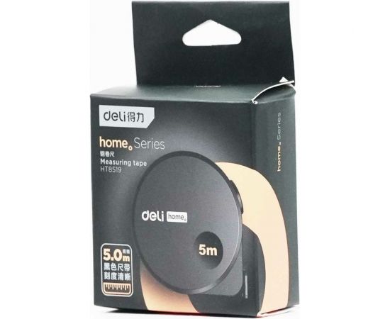Рулетка DELI Home Series Black HT8519 5 м, 19 мм, эксклюзивный дизайн, корпус высококачественный Софт-тач пластик 104619 – изображение 5