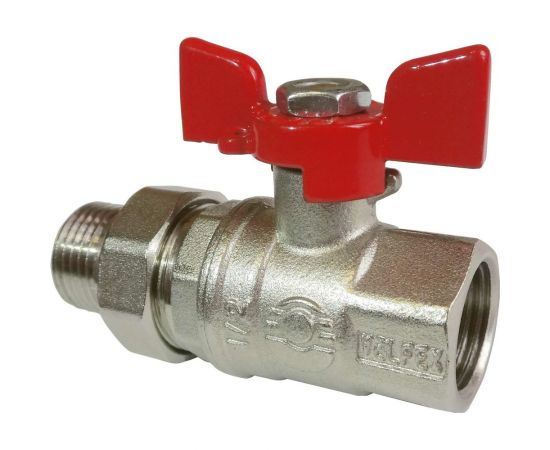 Шаровой кран VALFEX PREMIUM для воды, с американкой, 1/2"" ВР/НР, бабочка VF.227.NB1.012.PREMIUM 