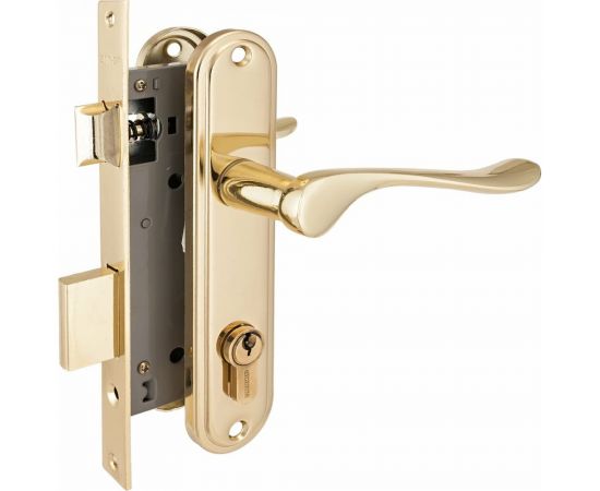 Врезной замок с ручками Аллюр 127/1 GP латунь 1081 