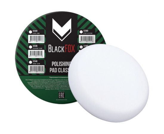 Полировальник поролоновый на липучке CLASSIC, 150х25 мм, твердый, белый BlackFox 12330 