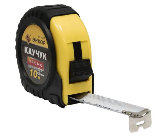 Рулетка Энкор Каучук Промо 10м, с фиксатором 14204 