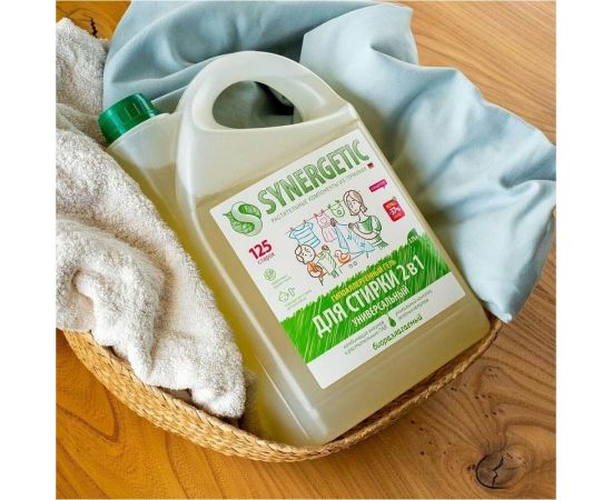 Гель-концентрат для стирки SYNERGETIC 2в1 с пятновыводителем, 3.75 л, 125 стирок 109803 – изображение 2