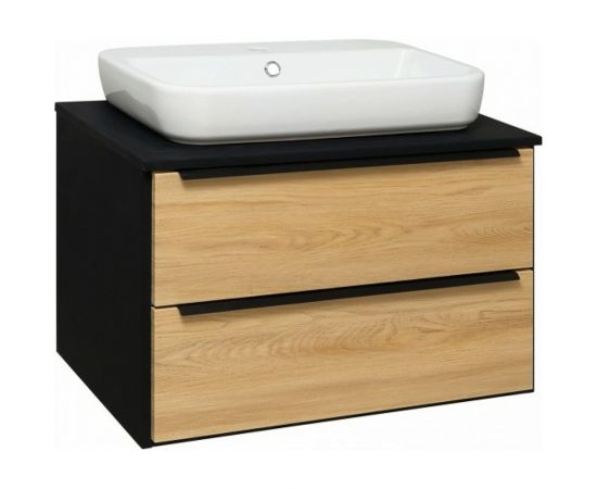 Тумба RUNO Мальта 70 дуб/черный, под умывальник Moduo Square 50/Гамма 56 00-00001097 – изображение 2