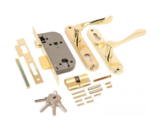Врезной замок с ручками Аллюр 127/1 GP латунь 1081 – изображение 2