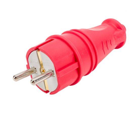 Штепсельная прямая вилка NE-AD с заземлением 16А ЕВРО красный (каучук) (30/300) 4401 – изображение 3