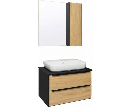 Тумба RUNO Мальта 70 дуб/черный, под умывальник Moduo Square 50/Гамма 56 00-00001097 – изображение 3