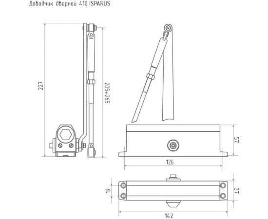 Дверной доводчик НОРА-М ISPARUS 410 морозостойкий, для дверей от 15 до 60 кг, черный 18356 – изображение 3