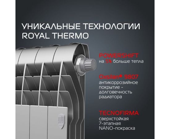 Радиатор ROYAL THERMO BiLiner 350/Silver Satin - 12 секций НС-1197127 – изображение 4