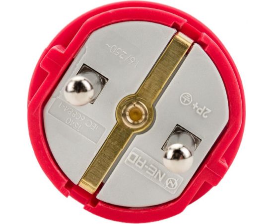 Штепсельная прямая вилка NE-AD с заземлением 16А ЕВРО красный (каучук) (30/300) 4401 – изображение 4