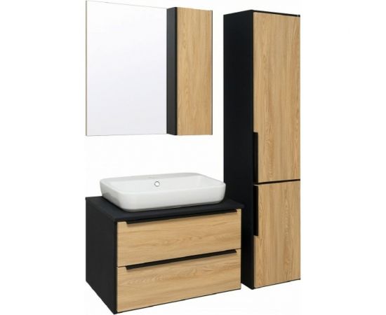 Тумба RUNO Мальта 70 дуб/черный, под умывальник Moduo Square 50/Гамма 56 00-00001097 – изображение 4