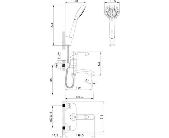 Смеситель для ванны с керамическим дивертором IDDIS Oxford OXFSB02i02 – изображение 5