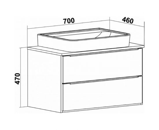 Тумба RUNO Мальта 70 дуб/черный, под умывальник Moduo Square 50/Гамма 56 00-00001097 – изображение 6