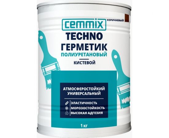 Герметик полиуретановый CEMMIX ""Кистевой"", банка 1 кг, цвет коричневый 85498728 